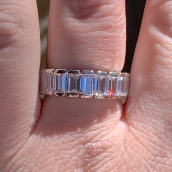 EMERALD CUT ETERNITY BAND - Picture 8 of 10